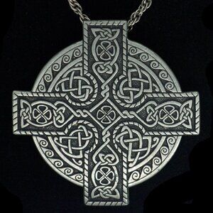 PEPI 2" PEWTER CELTIC KNOT CROSS NECKLACE - JNWE1